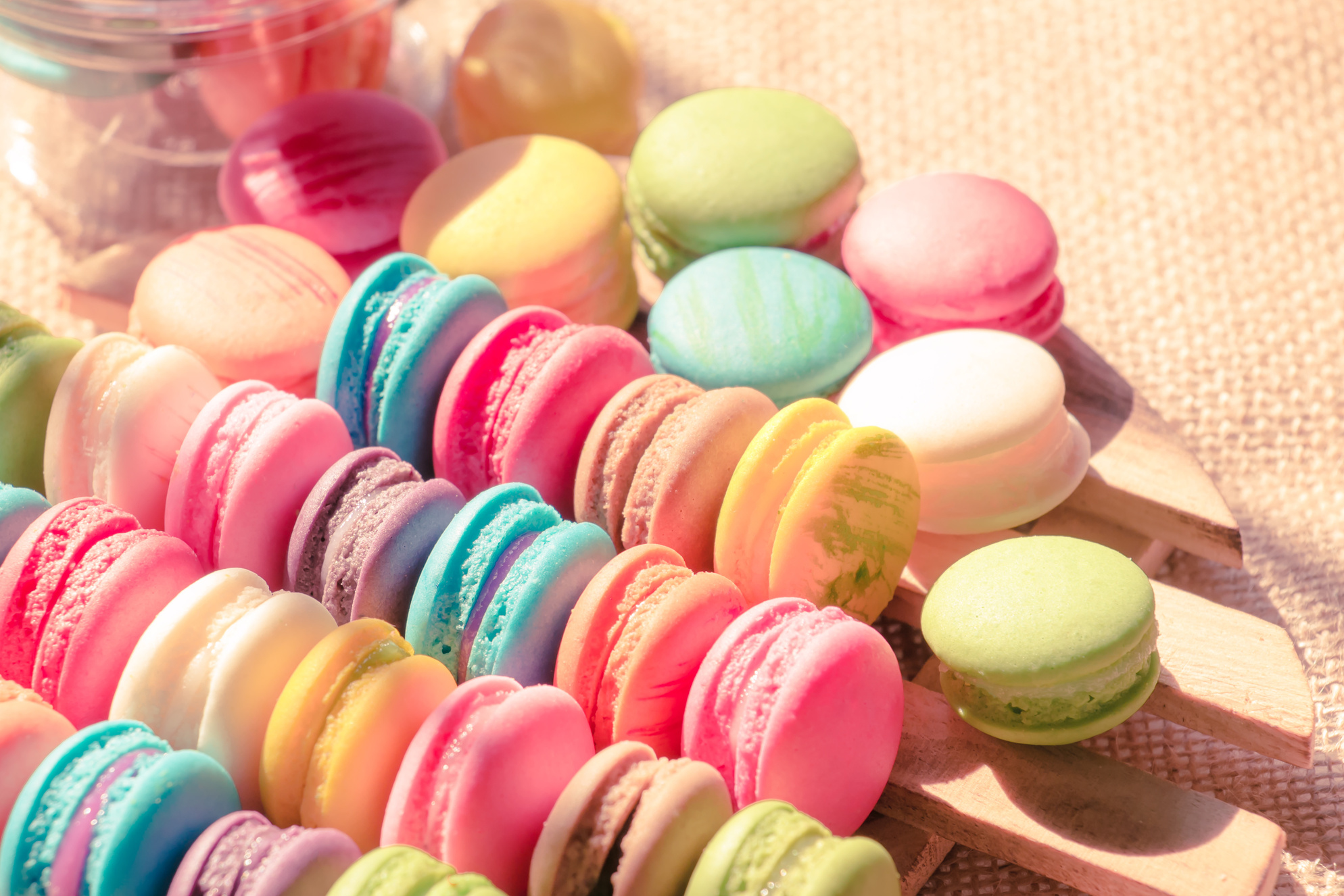 colorful macarons dessert